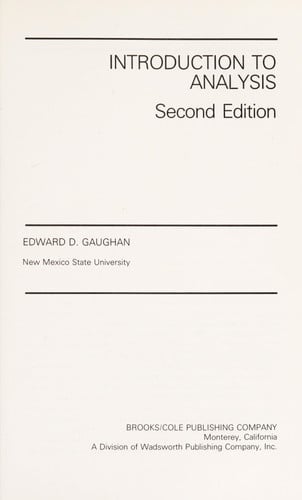 Introduction to analysis (Contemporary undergraduate mathematics series)
