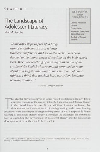 Adolescent Literacy, Field Tested: Effective Solutions for Every Classroom