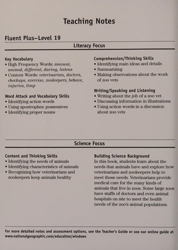 Windows on Literacy Fluent Plus (Science: Science Inquiry): Zoo Vet