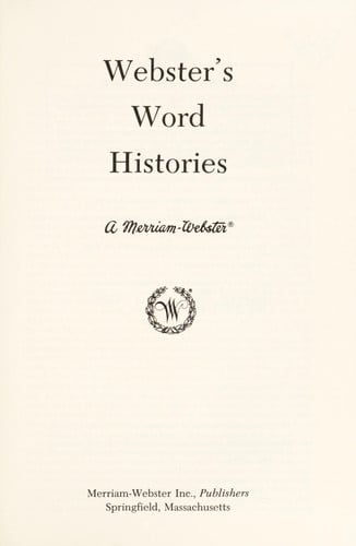 Webster's Word Histories