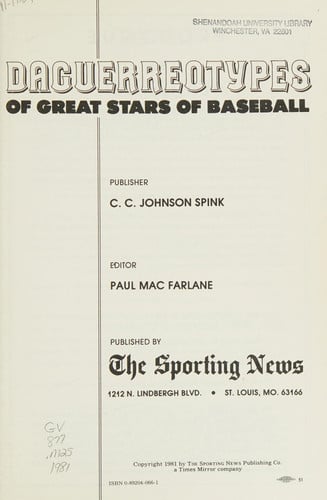 Daguerreotypes of great stars of baseball