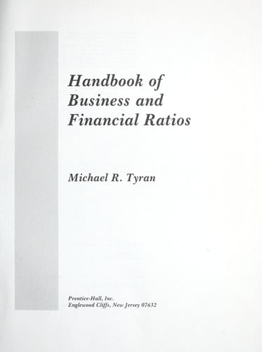 Handbook of Business and Financial Ratios