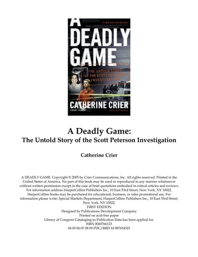 A Deadly Game The Untold Story of the Scott Peterson Investigation