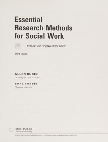 Brooks/Cole Empowerment Series: Essential Research Methods for Social Work (SW 385R Social Work Research Methods)