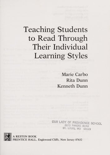 Teaching Students to Read Through Their Individual Learning Styles