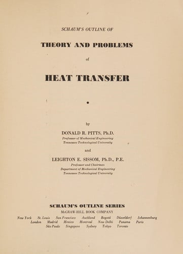 Schaum's Outline of Theory and Problems of Heat Transfer (Schaum's Outlines)