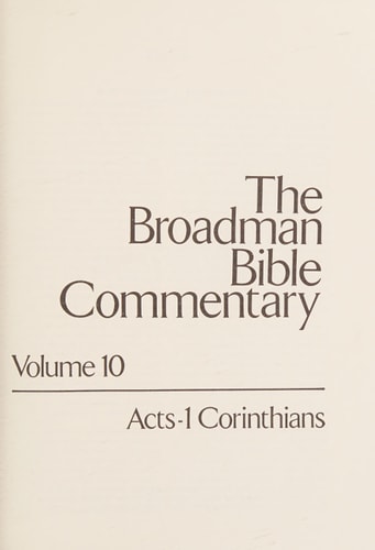 Broadman Bible Commentary Acts, Romans, First Corinthians