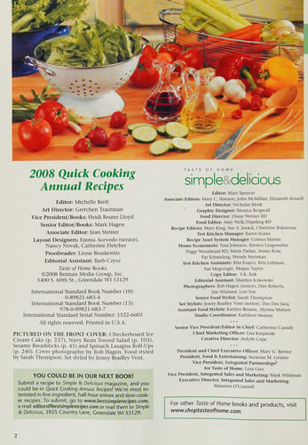 Taste of Home 2008 Quick Cooking Annual Recipes