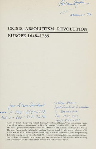 Crisis, Absolutism, Revolution: Europe, 1648-1789