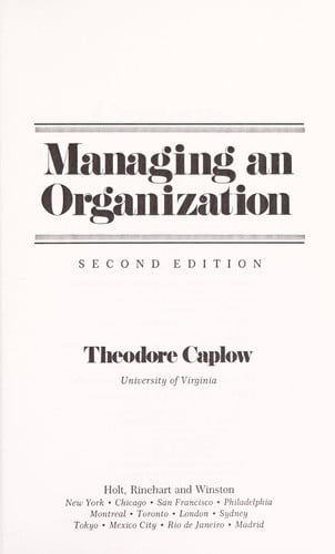 Managing an Organization