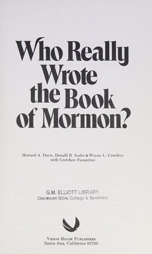Who really wrote the book of Mormon?