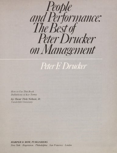 People and Performance: The Best of Peter Drucker on Management