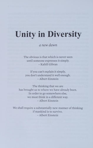 Unity in Diversity: a new dawn