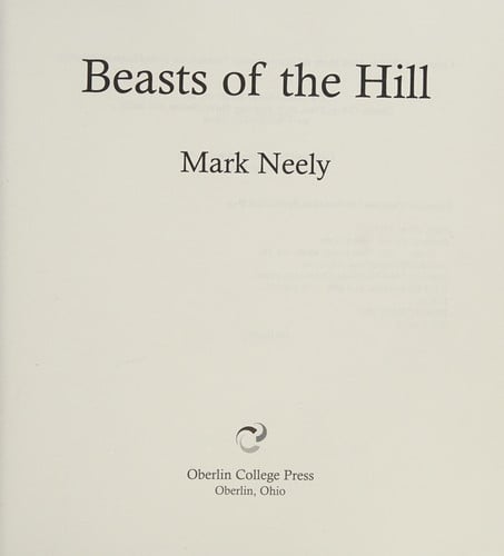 Beasts of the Hill (Volume 28) (Field Poetry (Paperback))