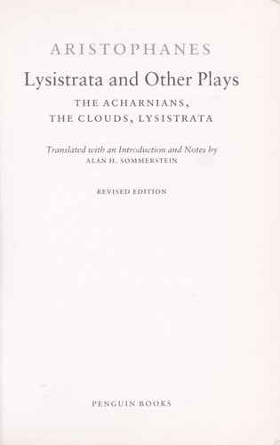 Lysistrata and Other Plays (Penguin Classics)