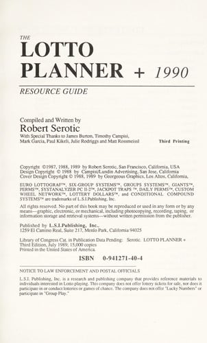 The lotto planner +, 1990/91: Resource guide