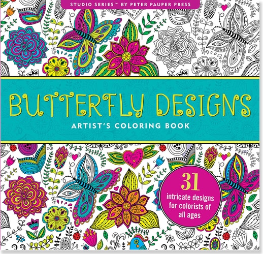 Butterfly Designs Artist's Coloring Book (31 Stress-Relieving Designs)