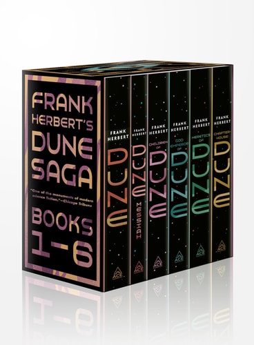 Frank Herbert's Dune Saga 6-Book Boxed Set Dune, Dune Messiah, Children of Dune, God Emperor of Dune, Heretics of Dune, and Chapterhouse: Dune