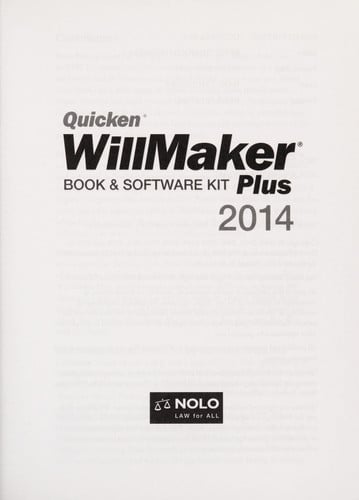 Quicken WillMaker Plus 2014 Edition: Book & Software Kit