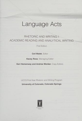 Language Acts (First-Year Rhetoric and Writing Program)