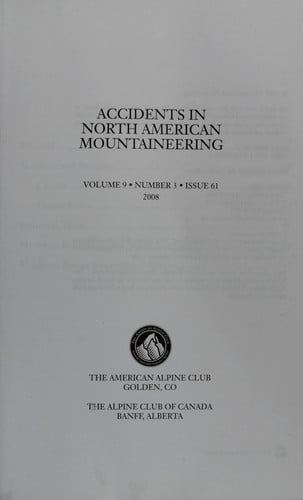 Accidents in North American Mountaineering 2008