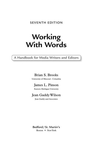 Working with Words: A Handbook for Media Writers and Editors