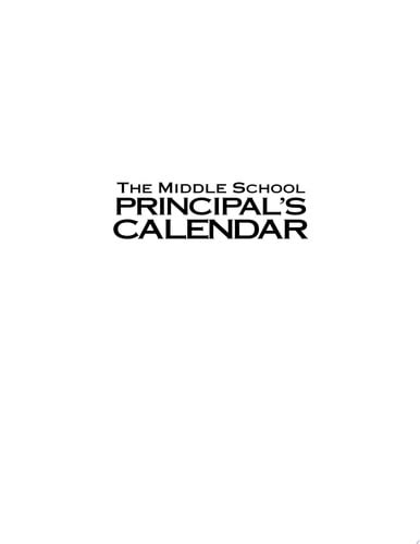 The Middle School Principal's Calendar: A Month-By-Month Planner for the School Year