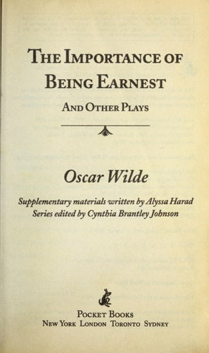 The Importance of Being Earnest and Other Plays