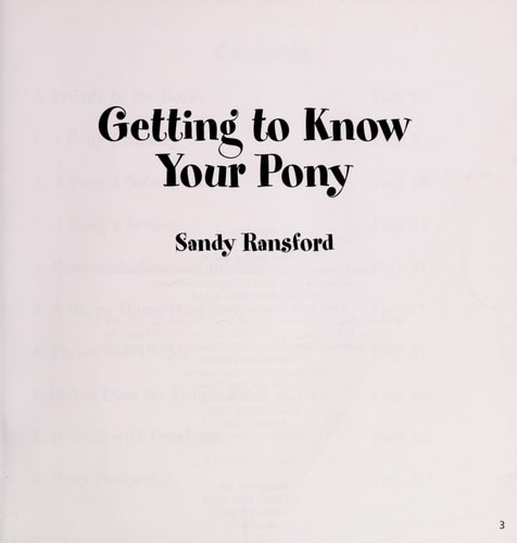 Getting to Know Your Pony
