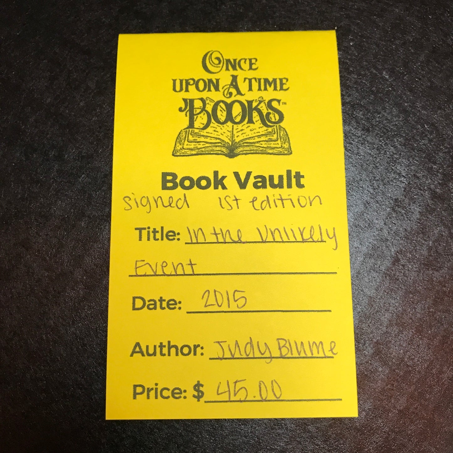In the Unlikely Event - Judy Blume - Signed - 1st Edition - 2015