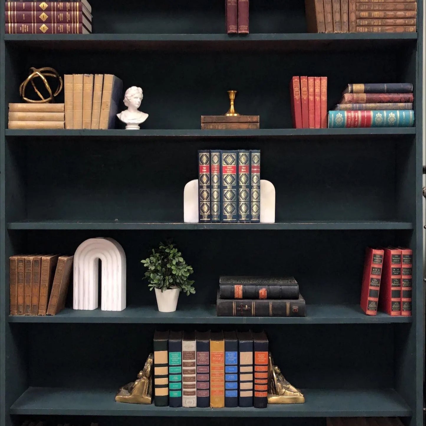 Classic Books by the Foot: Curated Vintage Classics Blue and Red Dark Academia Decor, Hardcover Display