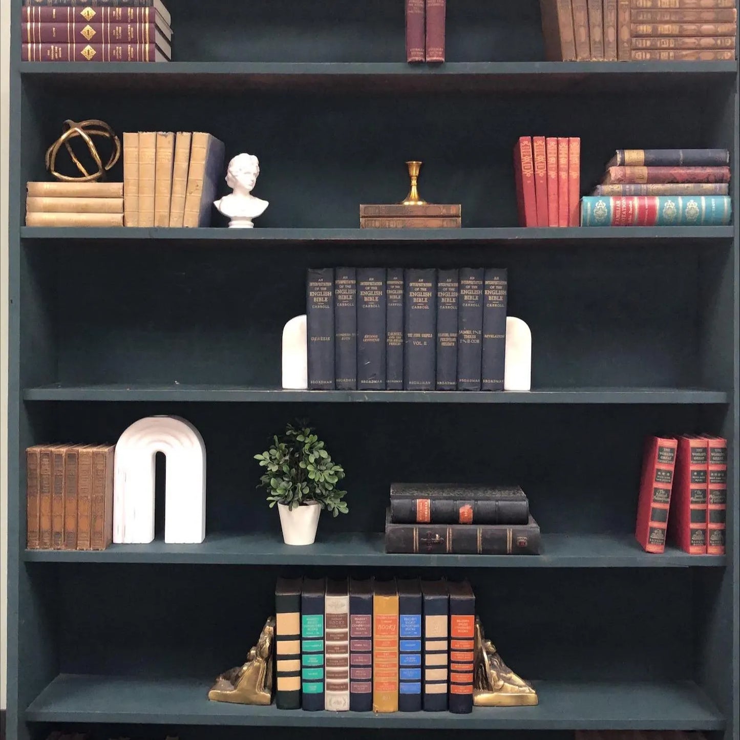 Classic Books by the Foot: Antique Bible Commentary Set B.H Carroll Christian Library Decor, Display Hardcovers