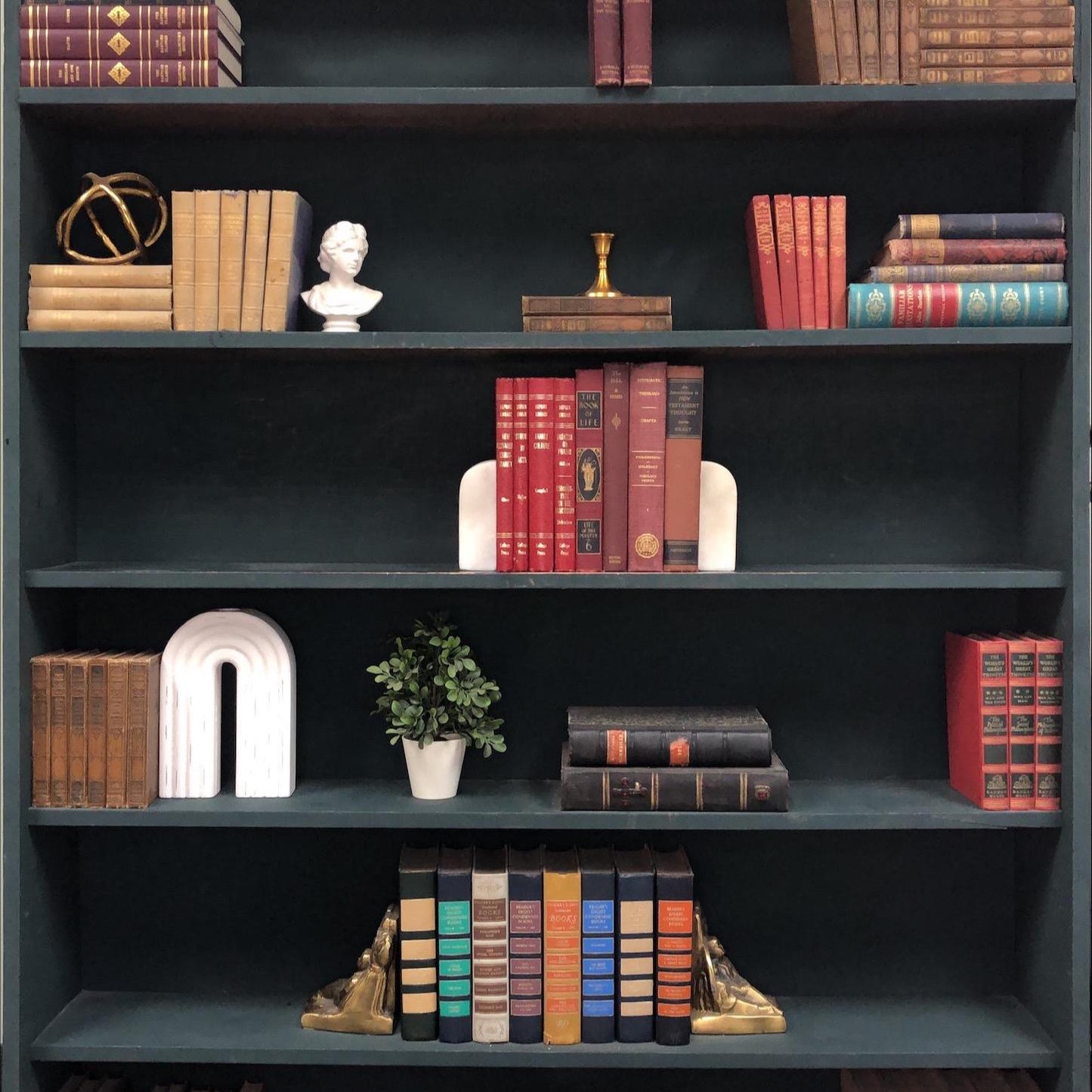 Classic Books by the Foot: Vintage Red Christian Theology Book Bundle Old Pastor Study Library Decor, Hardcover Display