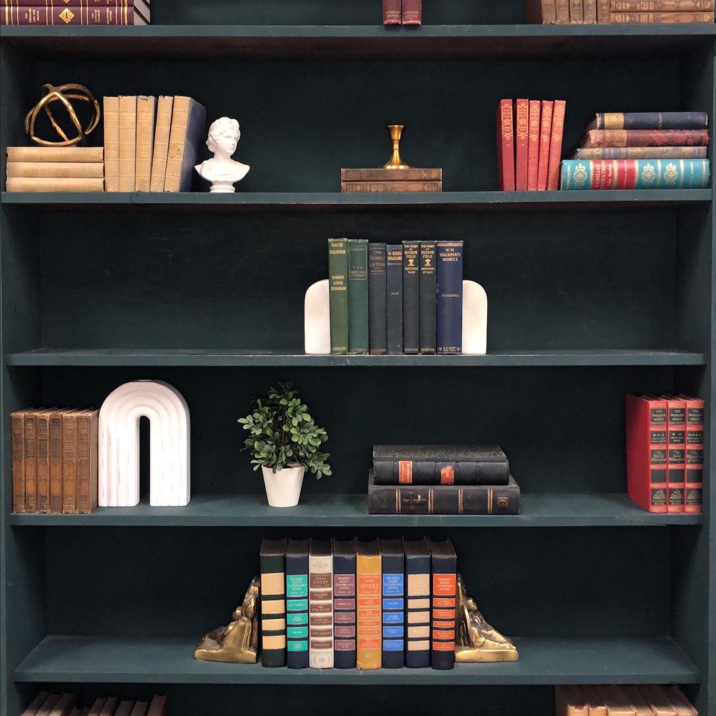 Classic Books by the Foot: Victorian Gentleman Library Decor Antique Green and Navy Classic Bundle, Display Hardcovers