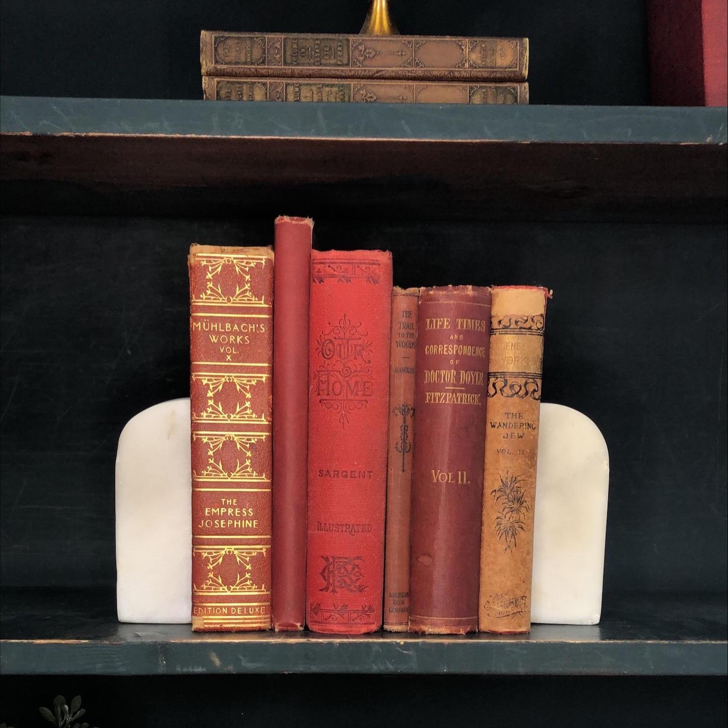 Classic Books by the Foot: Antique Victorian Red 1800's Book Bundle Gothic Study Library Decor, Display Hardcovers
