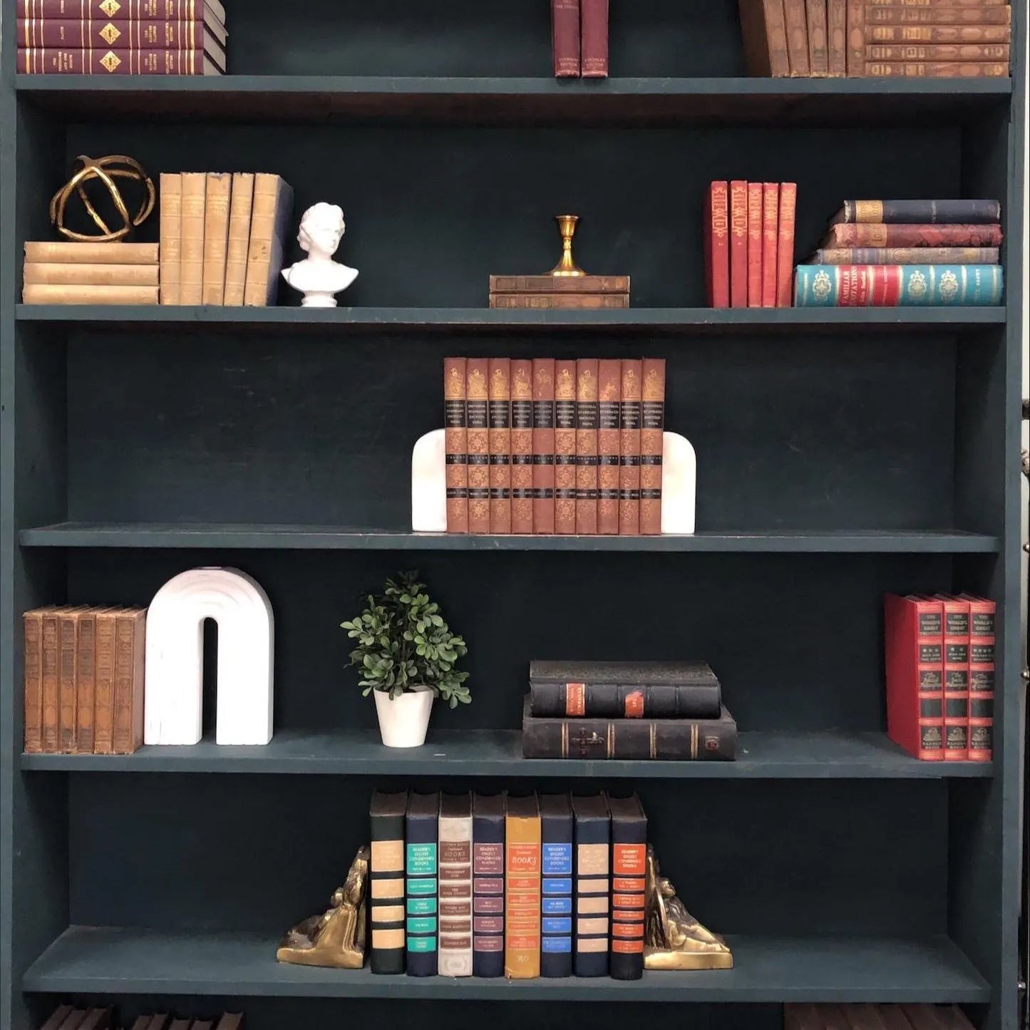 Classic Books by the Foot: Vintage Burgundy Encyclopedia Book Bundle Study Library Decor
