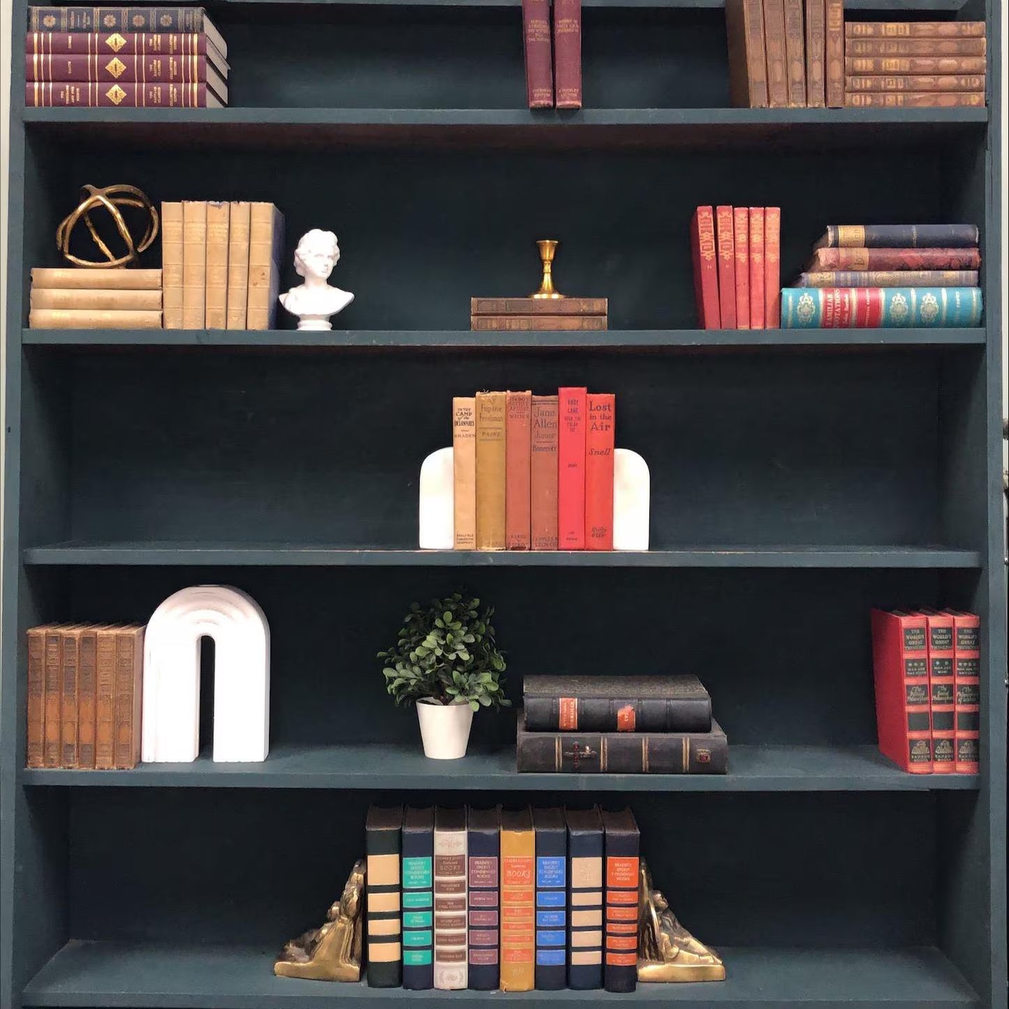 Classic Books by the Foot: Vintage Children's Red and Brown Adventure Novel Book Collection Old School Rustic Home Library Decor