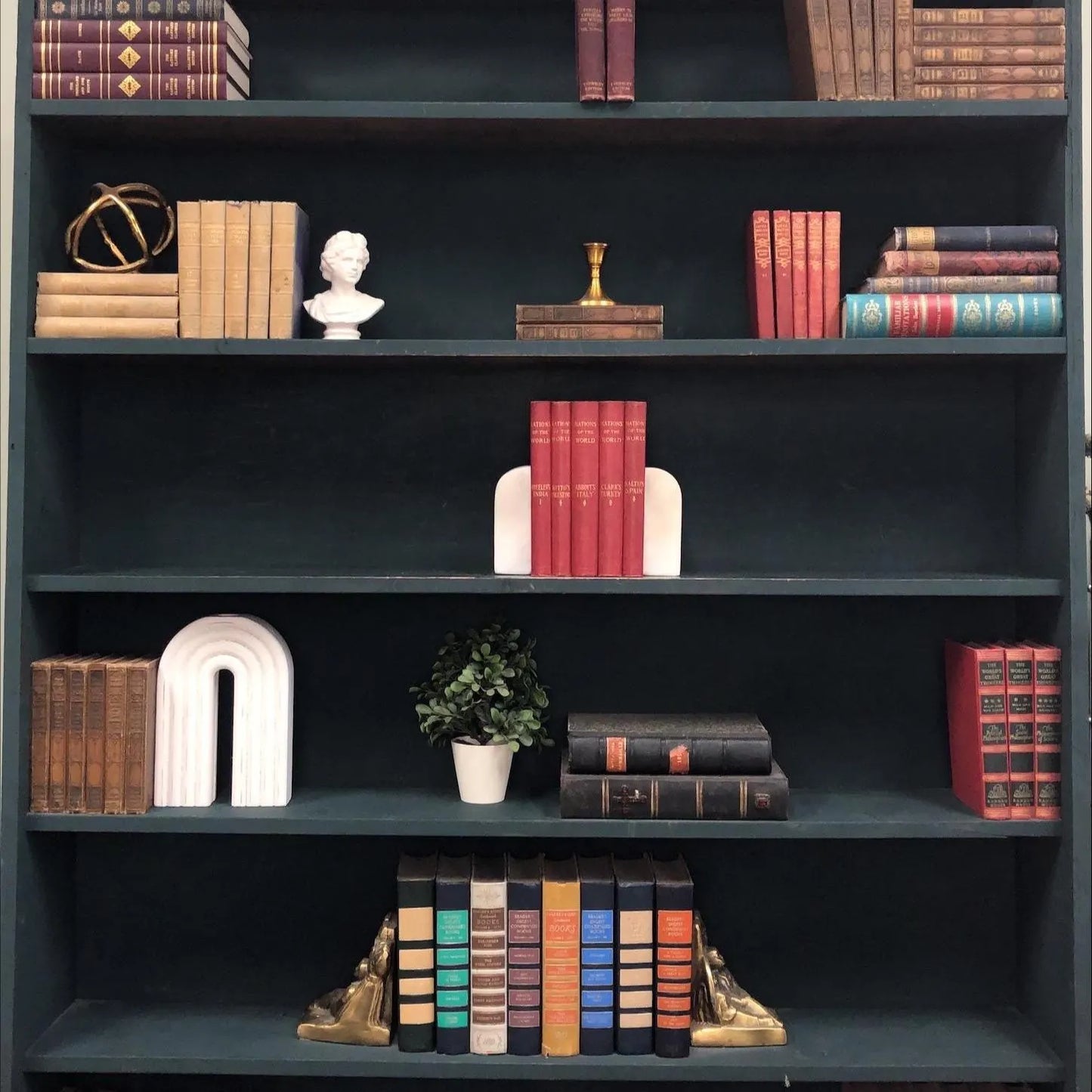 Classic Books by the Foot: Antique Red 1900's Nations of the World Book Collection Historical Library Decor, Display Hardcovers