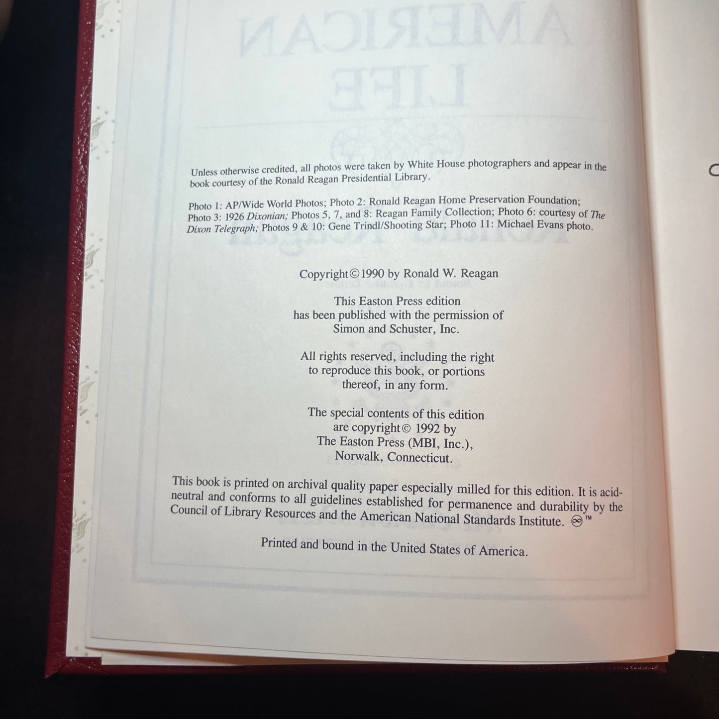 An American Life - Ronald Regan - Easton Press - 1992