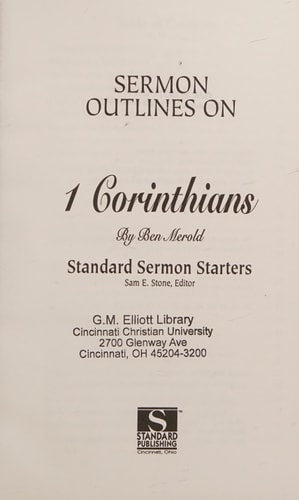 Sermon Outlines on 1 Corinthians (Standard Sermon Starters)