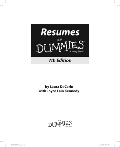 Resumes For Dummies
