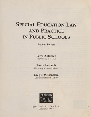 Special Education Law and Practice in Public Schools (2nd Edition)