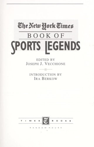 The New York Times Book of Sports Legends