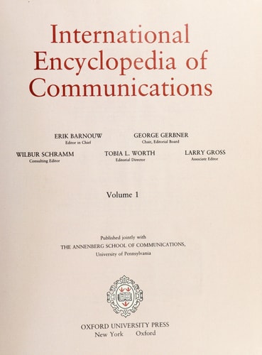 International Encyclopedia of Communications: 4 Volumes