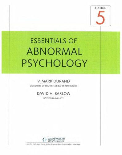 Essentials of Abnormal Psychology (with CD-ROM)