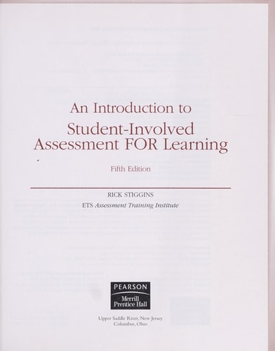 An Introduction to Student-Involved Assessment for Learning: An Introduction to