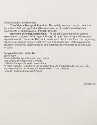 Backyard Scientist Series 2: A Special Collection of Exciting, Fascinating and Challenging Experiments