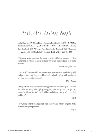 Anxious People A Novel