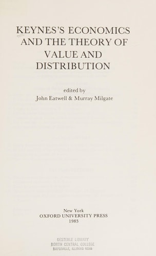 Keynes's Economics and the Theory of Value and Distribution