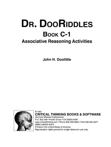 Dr. DooRiddles, Book C-1, Associative Reasoning Activities